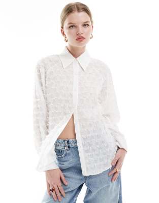 Ghospell textured shirt in ivory | ASOS