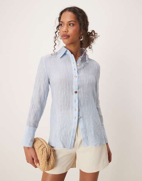 Ghospell textured shirt with in light blue - view 1