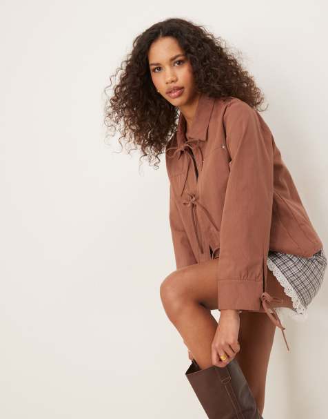 Ghospell tie jacket in brown - view 1