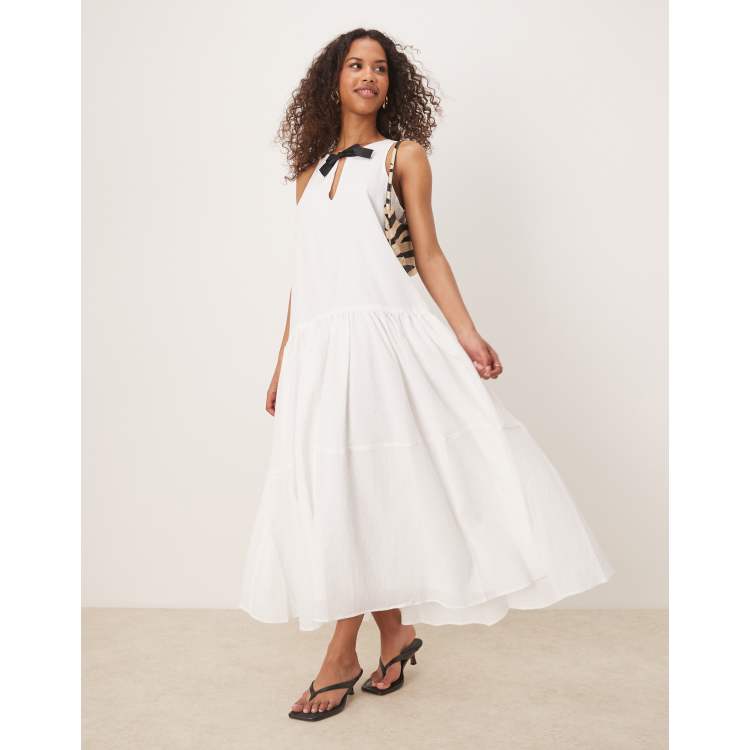 asos ghospell ruched midi dress Ghospell high neck ruched midi dress in blue