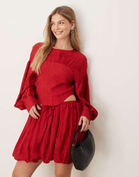 Ghospell - Top arricciato rosso in coordinato - view 1