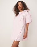 [Ghospell] Ghospell wrap mini dress with oversized bow detail in pink zebra print S Pink