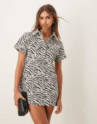 Zia zebra mini dress in mono-Multi