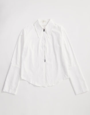 Ghospell zip front shirt in white