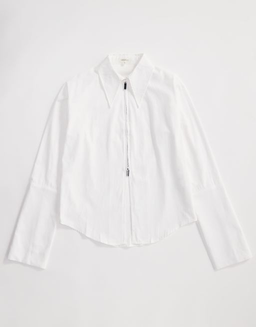 White zip front top sale