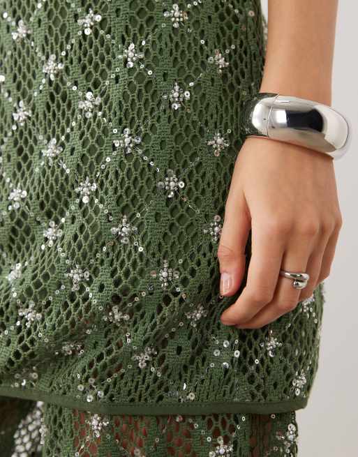 Ghospell - Zuma - Vestito corto senza maniche verde scuro decorato in coordinato, 2 di 4