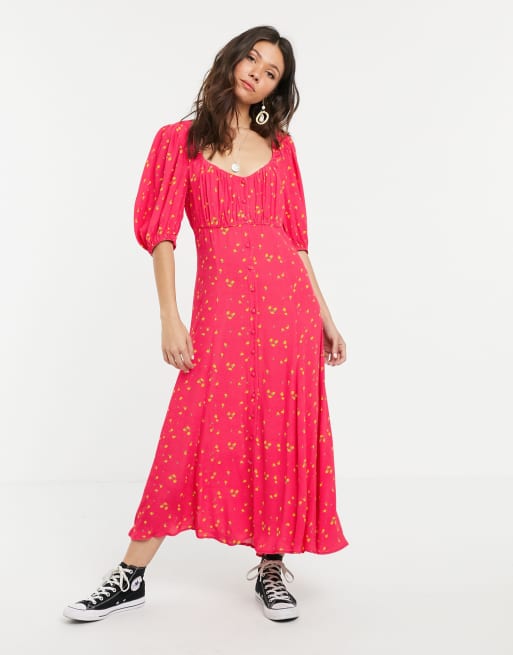 Ghost alice crepe lemon print midi dress ASOS