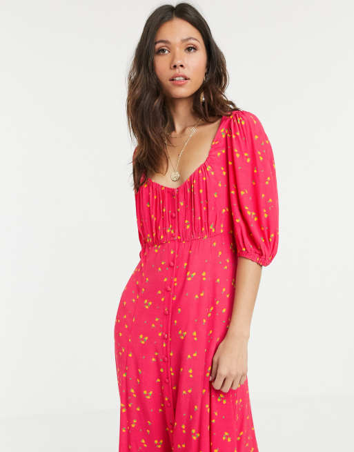 Ghost alice crepe lemon print midi dress ASOS