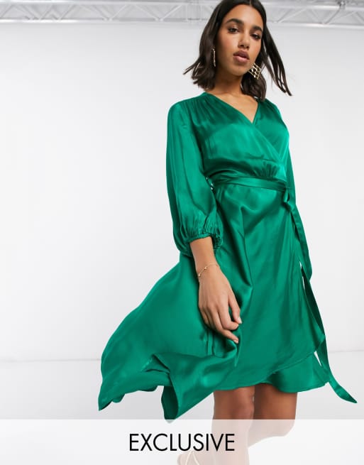 Ghost exclusive aggie satin midi wrap dress ASOS