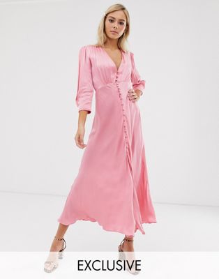 dusky pink satin dress