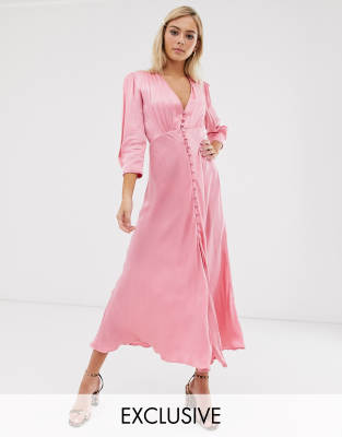 dusky pink satin dress