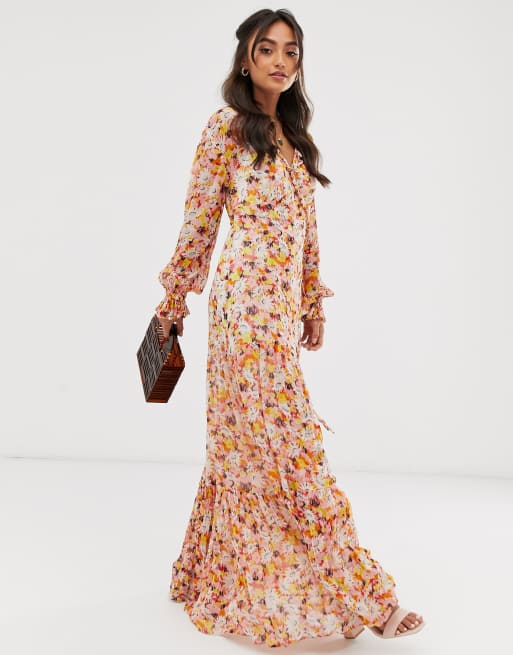 Ghost jasmine georgette floral wrap maxi dress ASOS