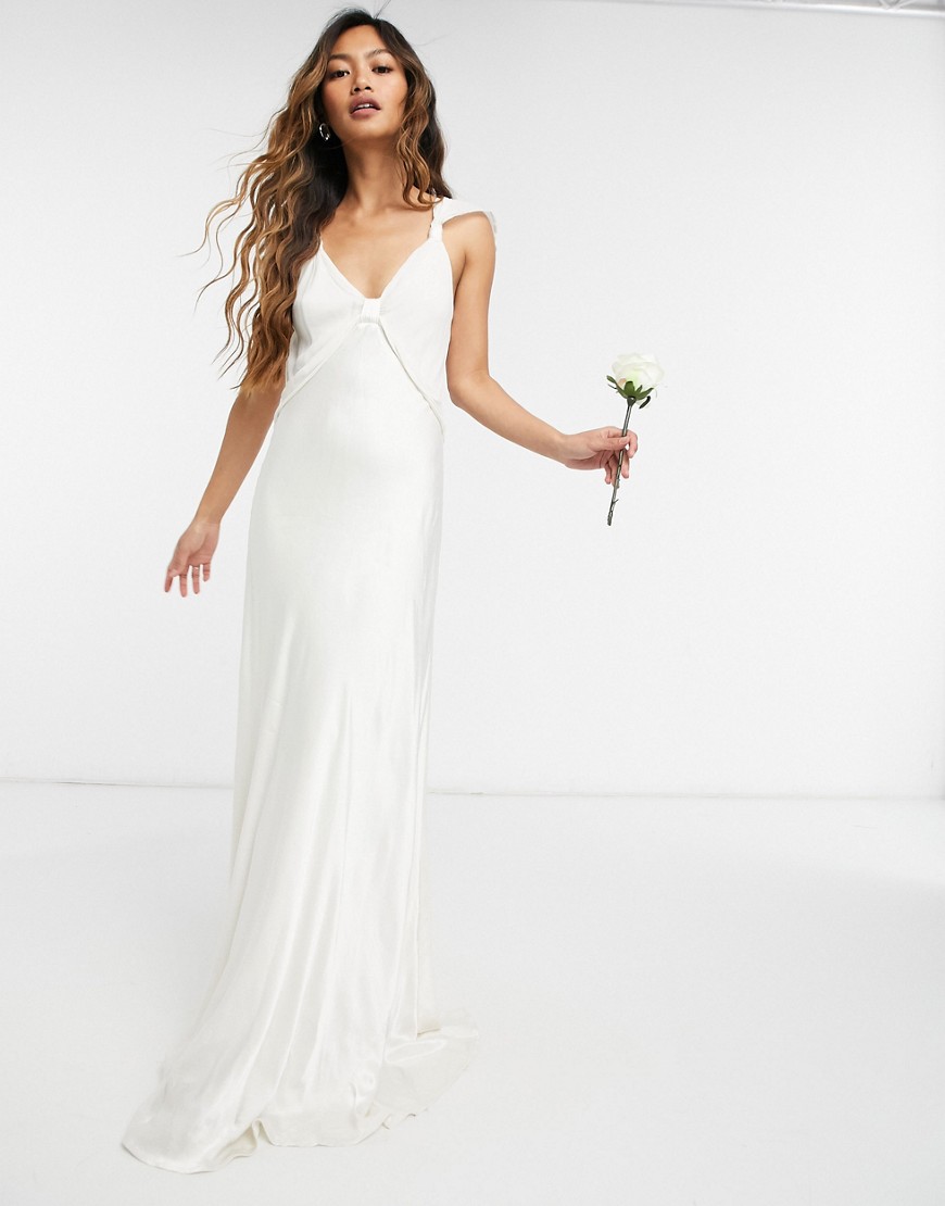 Ghost London Bridal satin maxi gown in ivory-White