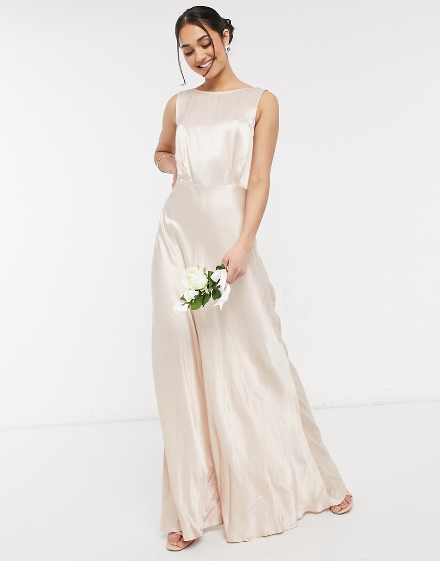 Ghost London bridesmaid satin maxi dress in oyster-Pink