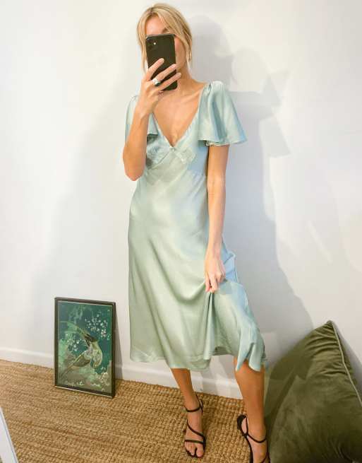 Ghost green satin outlet dress