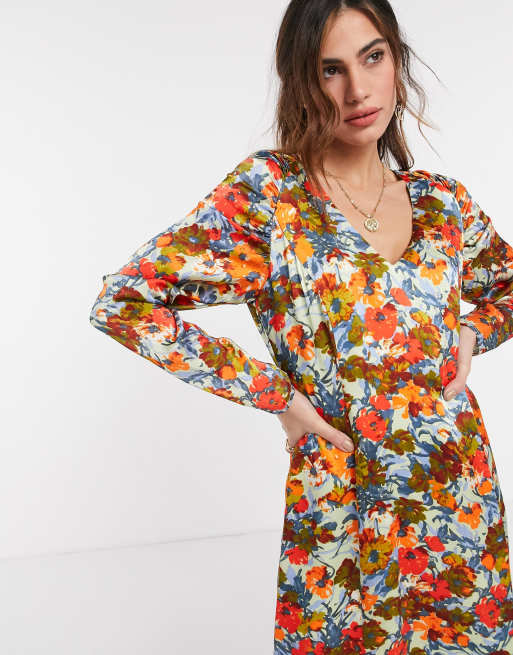 Ghost London Mini jurk in vintage fluorescerende bloemenprint