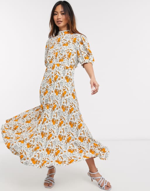 Pineapple midi outlet dress