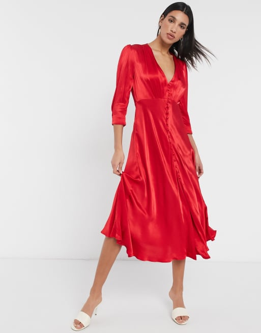 Download Ghost Madison button dress in red | ASOS