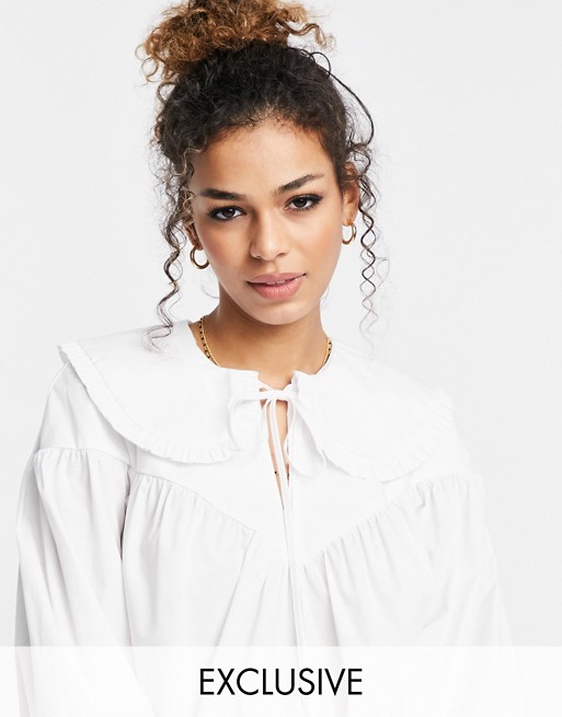 Ghost poplin blouse with collar detail in white