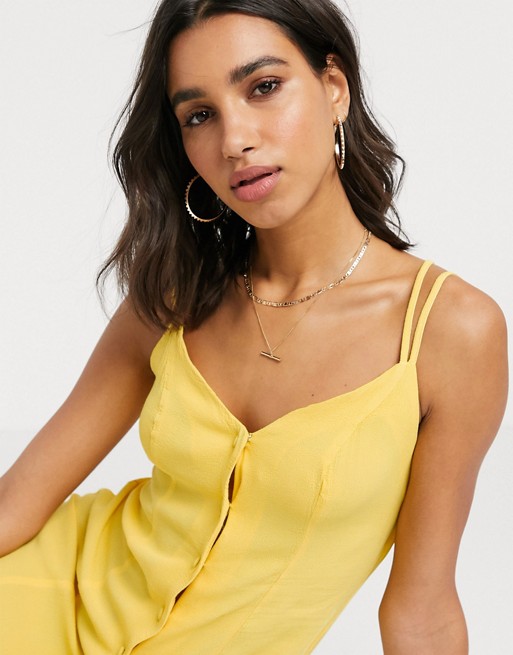 Ghost thea button down cami dress in yellow