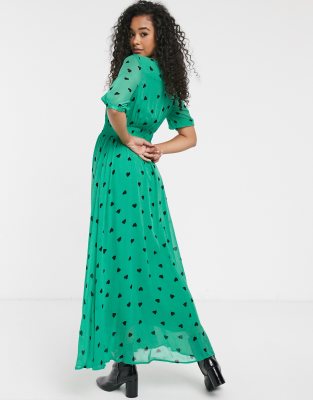 Ghost valentina georgette clearance heart print maxi dress