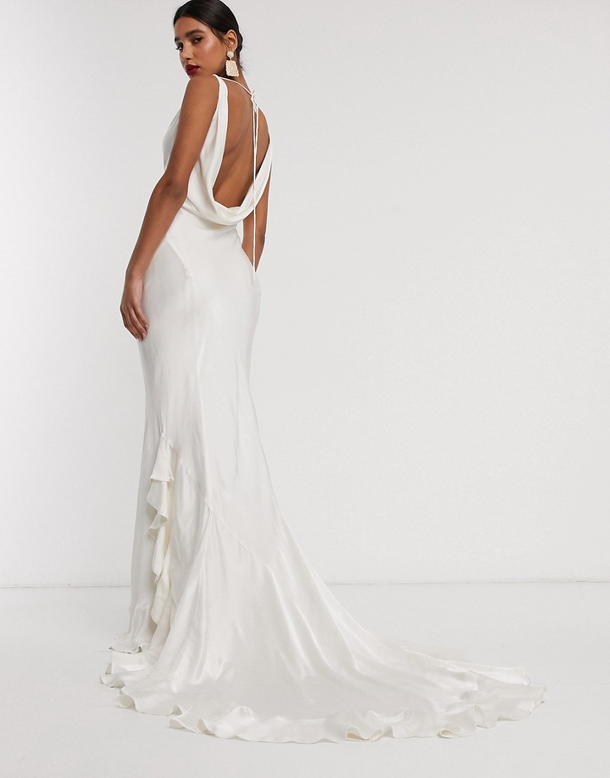 Ghost willow wedding dress with flutter train-White
