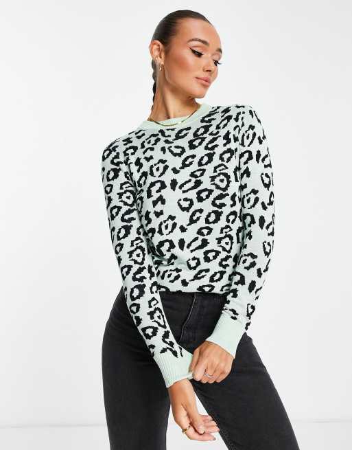 Gianni Feraud animal print jumper in mint | ASOS