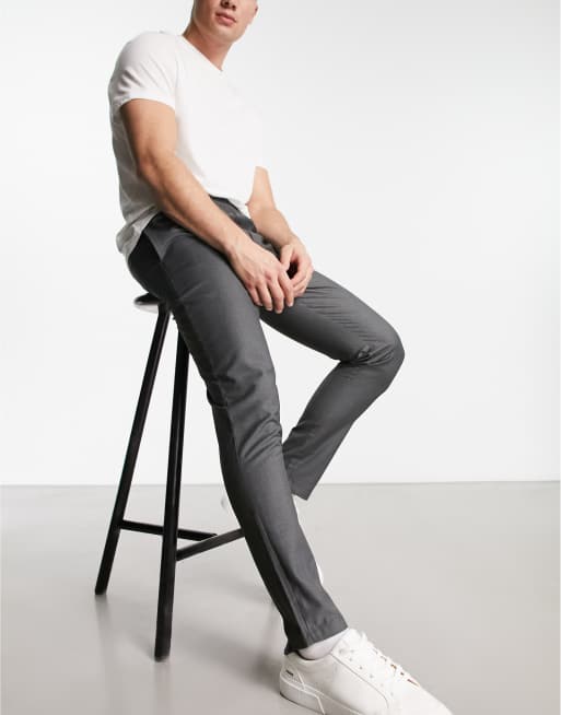 Gianni Feraud ankle grazer smart pants in charcoal grey