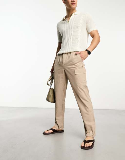 Gianni Feraud beige straight leg cargo pants