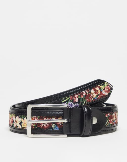 Gucci floral hot sale print belt