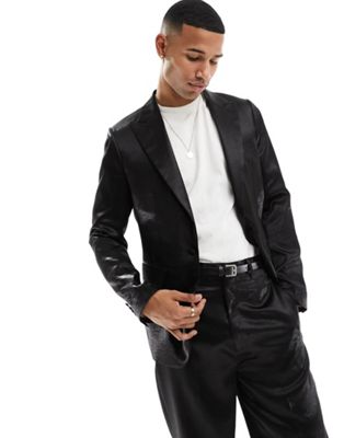 Gianni Feraud Black Satin Sb Suit Jacket