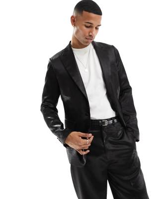 Gianni Feraud black satin SB suit jacket