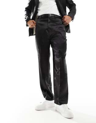 Gianni Feraud Gianni Feraud black satin wide leg suit trouser