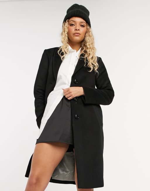 Black crombie coat outlet womens