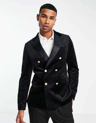 Gianni Feraud blazer in black velvet with satin lapel