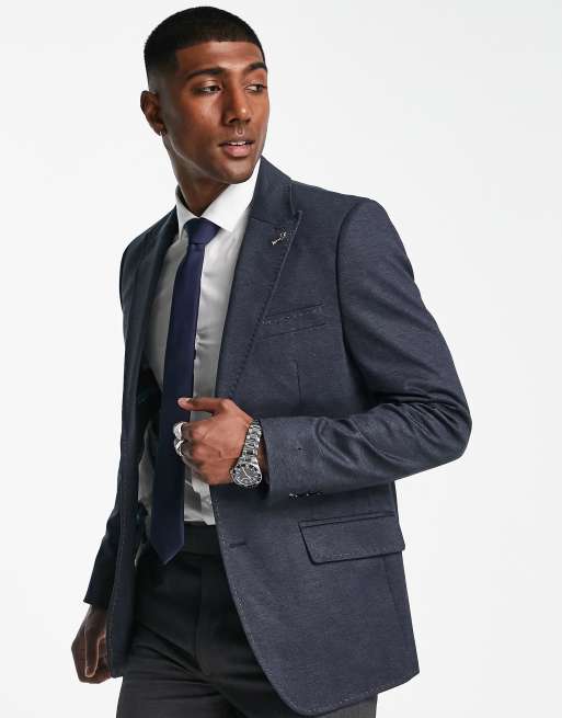 Gianni Feraud blazer in navy birdseye check | ASOS