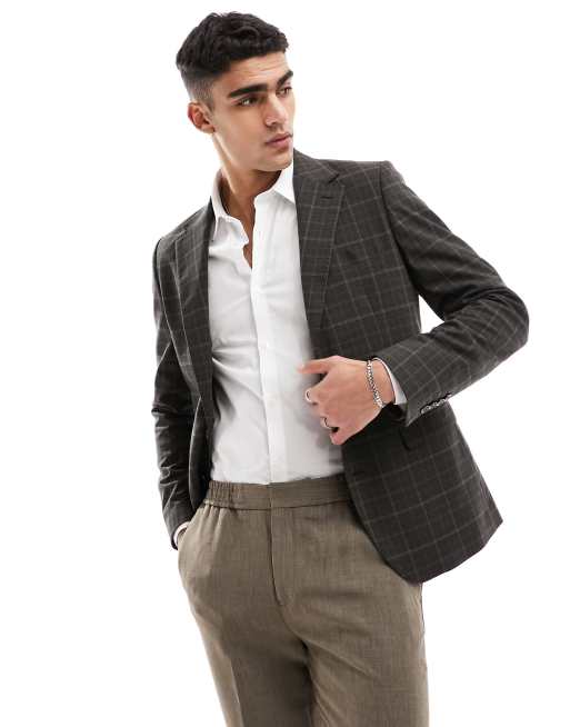 Gianni Feraud - Blazer slim marrone a quadri