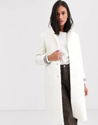 white boucle coat