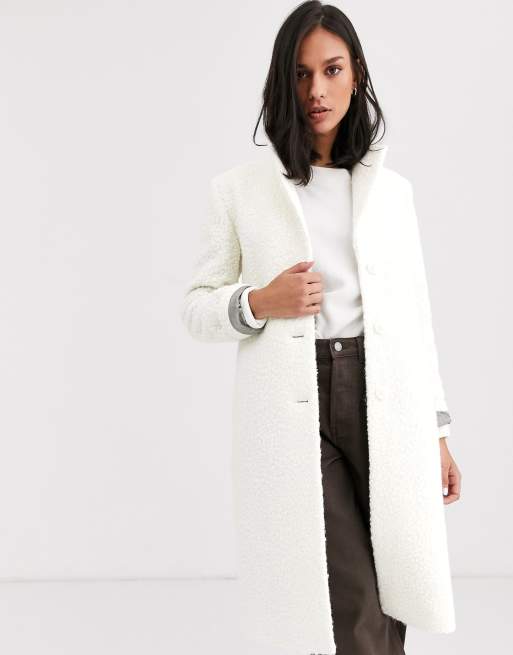 White shop boucle coat