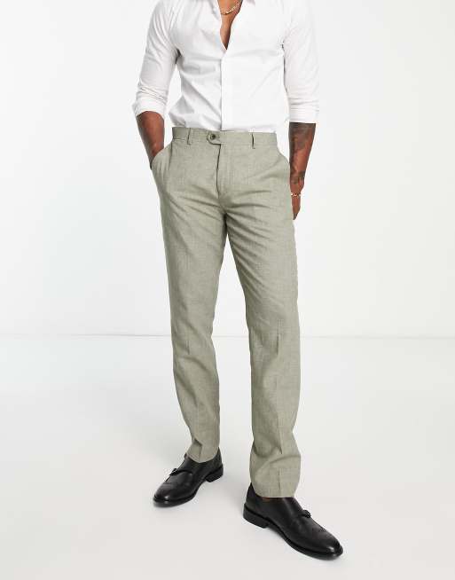 duizelig belasting Lelie Gianni Feraud - Bruiloft - Slim fit linnen pantalon | ASOS