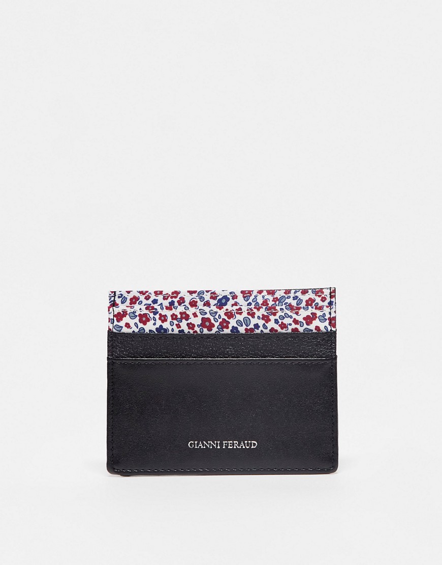 Gianni Feraud card holder in black with ditsy print