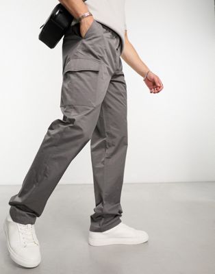 Gianni Feraud charcoal straight leg cargo trouser - ASOS Price Checker