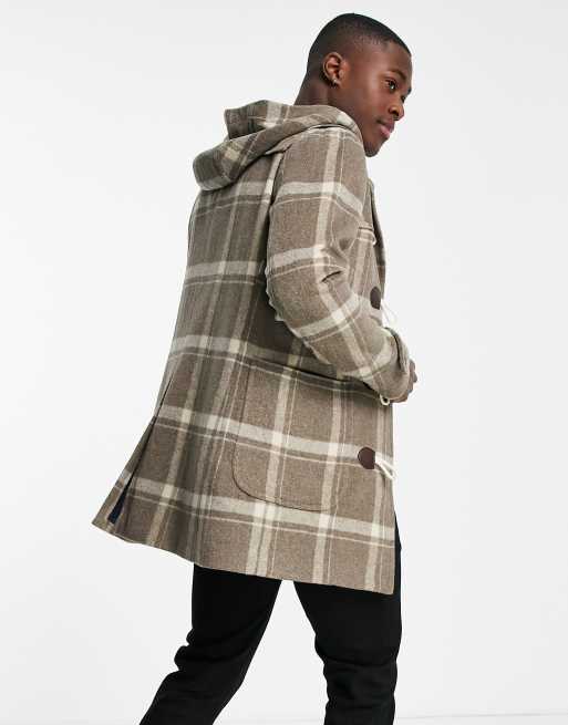 Checked duffle sales coat