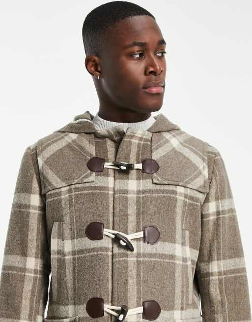 Checked duffle coat sale