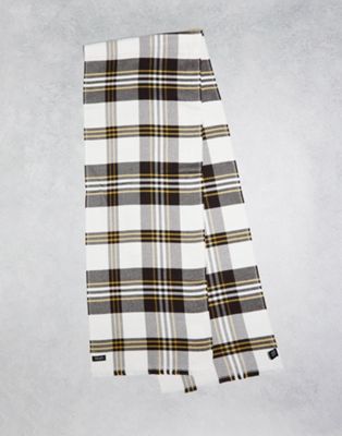 Gianni Feraud checked scarf in brown and ecru