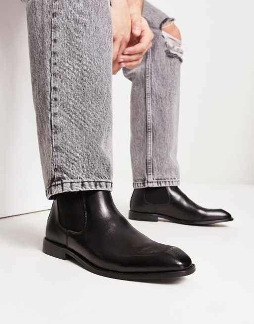 Gianni Feraud chelsea boots with toe in black | ASOS