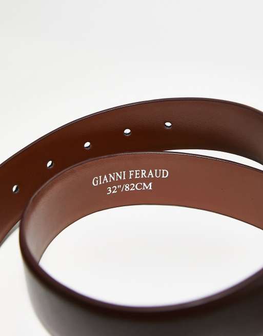 Gianni Feraud – Ciemnobrązowy pasek z gładkiej skóry, 4 z 4