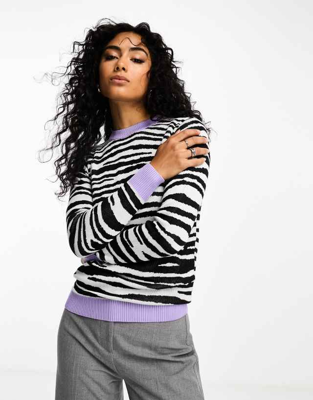 Gianni Feraud - contrast trim zebra print jumper in multi