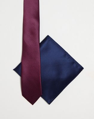Gianni Feraud printed tie and navy pocket square  - ASOS Price Checker