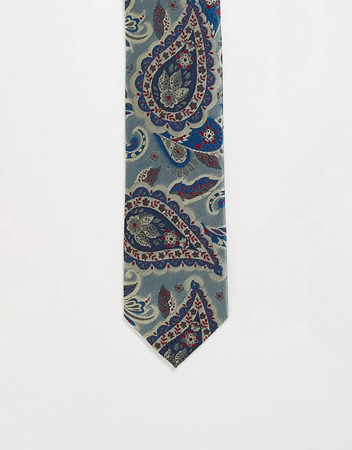 Asos Uomo Accessori Cravatte e accessori Cravatte Cravatta blu jacquard con stampa cachemire 